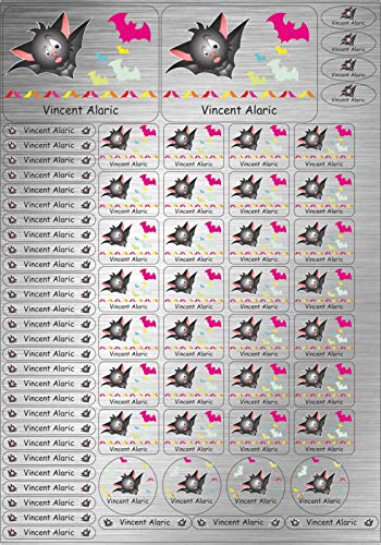 INDIGOS UG Namensaufkleber Kinder Schule Edelstahllook - 116 - Fledermaus - 69 Sticker personalisiert - Namensschilder für KITA, Stifte, Lineale, Federmappen - Etiketten selbstklebend INDIGOS UG Namensaufkleber Kinder Schule Edelstahllook - 116 - Fledermaus - 69 Sticker personalisiert - Namensschilder für KITA, Stifte, Lineale, Federmappen - Etiketten selbstklebend von INDIGOS UG