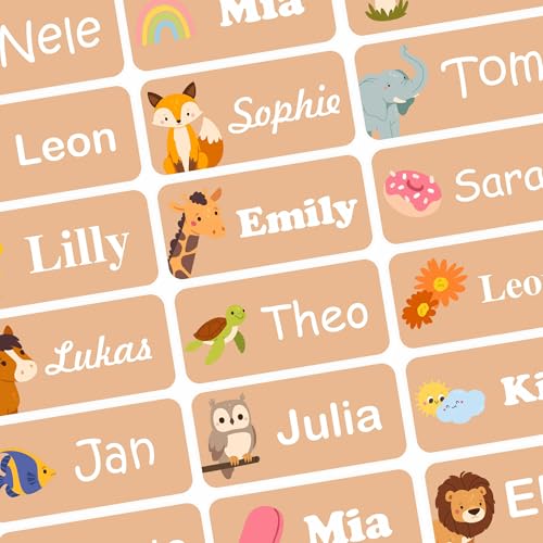 INDIGOS UG - Namensaufkleber Kinder Schule - Textilien & Gegenstände - 180 Sticker Farbe braun - Namensschilder für Kleidung - personalisierte Aufkleber mit Wunschtext - waschmaschinenfest INDIGOS UG - Namensaufkleber Kinder Schule - Textilien & Gegenstände - 180 Sticker Farbe braun - Namensschilder für Kleidung - personalisierte Aufkleber mit Wunschtext - waschmaschinenfest von INDIGOS UG