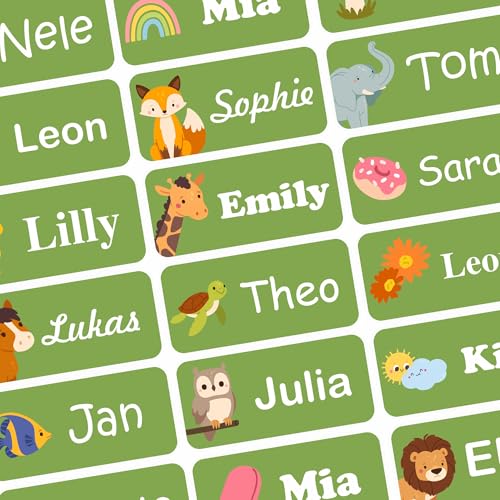 INDIGOS UG - Namensaufkleber Kinder Schule - Textilien & Gegenstände - 180 Sticker Farbe grün - Namensschilder für Kleidung - personalisierte Aufkleber mit Wunschtext - waschmaschinenfest INDIGOS UG - Namensaufkleber Kinder Schule - Textilien & Gegenstände - 180 Sticker Farbe grün - Namensschilder für Kleidung - personalisierte Aufkleber mit Wunschtext - waschmaschinenfest von INDIGOS UG