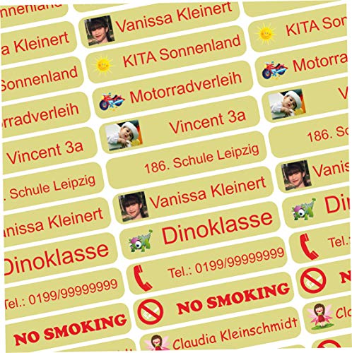 INDIGOS UG Namensaufkleber Kinder Schule mit Foto & Bild - 36x7 mm - 300 Sticker - Namensschilder selbstklebend - Aufkleber selbst gestalten - personalisiert - für Kindergarten, Sport - hellgrün INDIGOS UG Namensaufkleber Kinder Schule mit Foto & Bild - 36x7 mm - 300 Sticker - Namensschilder selbstklebend - Aufkleber selbst gestalten - personalisiert - für Kindergarten, Sport - hellgrün von INDIGOS UG