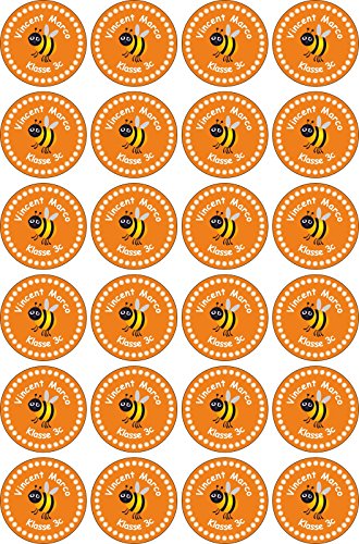 INDIGOS UG Namensaufkleber Kinder Schule rund - 30x30 mm - 082 - Biene - Set von 24 Aufkleber selbst gestalten Wunschtext - Büro, zu Hause - Hefte, Federmappen, Ordner INDIGOS UG Namensaufkleber Kinder Schule rund - 30x30 mm - 082 - Biene - Set von 24 Aufkleber selbst gestalten Wunschtext - Büro, zu Hause - Hefte, Federmappen, Ordner von INDIGOS UG