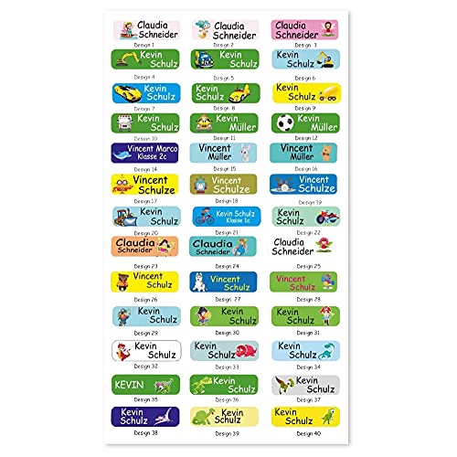 INDIGOS UG Namensaufkleber Kinder schwarz - Sticker - 5 x 1,5cm - 60 Stück für Kinder, Schule, Kindergarten, KITA, Verein, zum markieren - Aufkleber viele bunte Motive INDIGOS UG Namensaufkleber Kinder schwarz - Sticker - 5 x 1,5cm - 60 Stück für Kinder, Schule, Kindergarten, KITA, Verein, zum markieren - Aufkleber viele bunte Motive von INDIGOS UG