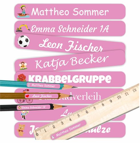 INDIGOS UG Namensaufkleber - Rosa - Namen - Kinder - selbstklebend - personalisierbar - 5 x 1,5cm - 60 Stück in einem Set von INDIGOS UG