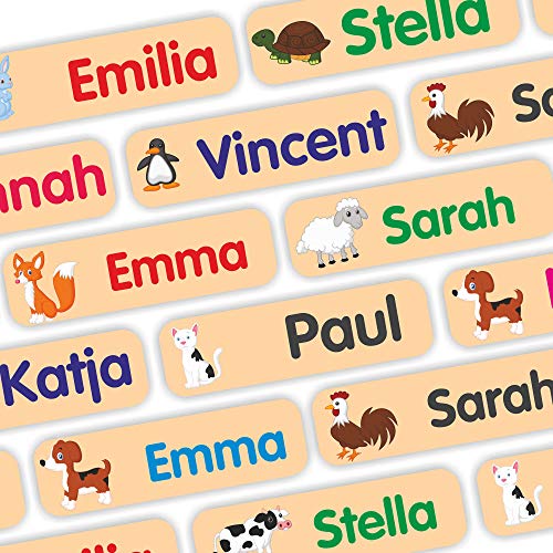 Indigos UG Namensaufkleber Kinder Schule - ab 35 Sticker, 35x10mm - Tiere - sand - Aufkleber selbst gestalten für Wäscheetiketten & feste Dinge, Namensetiketten Kindergarten Indigos UG Namensaufkleber Kinder Schule - ab 35 Sticker, 35x10mm - Tiere - sand - Aufkleber selbst gestalten für Wäscheetiketten & feste Dinge, Namensetiketten Kindergarten von INDIGOS UG