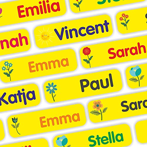 Indigos UG - Namensaufkleber Kinder Schule - ab 35 Sticker 35x10mm - Blumen gelb - Aufkleber selbst gestalten für Wäscheetiketten & feste Dinge, Namensetiketten Kindergarten Indigos UG - Namensaufkleber Kinder Schule - ab 35 Sticker 35x10mm - Blumen gelb - Aufkleber selbst gestalten für Wäscheetiketten & feste Dinge, Namensetiketten Kindergarten von INDIGOS UG