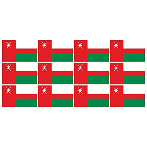 Indigos UG Oman Aufkleber Fahne - glatt - Miniflaggen - 12 Stück - 50x31mm - selbstklebende Folie - Mini Sticker - Minifahnen - Flagge für Auto, Laptop, Modellbau Indigos UG Oman Aufkleber Fahne - glatt - Miniflaggen - 12 Stück - 50x31mm - selbstklebende Folie - Mini Sticker - Minifahnen - Flagge für Auto, Laptop, Modellbau von INDIGOS UG