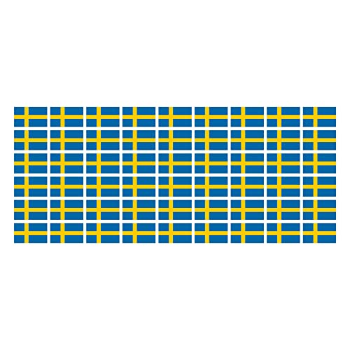 Mini Aufkleber Set - Pack glatt - 20x12mm - selbstklebender Sticker - Schweden - Flagge - Banner - Standarte fürs Auto, Büro, zu Hause und die Schule - 54 Stück von INDIGOS UG
