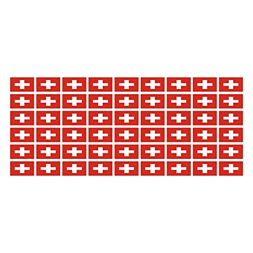 Mini Aufkleber Set - Pack glatt - 20x12mm - selbstklebender Sticker - Swiss-Schweiz - Flagge - Banner - Standarte fürs Auto, Büro, zu Hause und die Schule - 54 Stück von INDIGOS UG