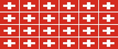 Mini Aufkleber Set - Pack glatt - 33x20mm - selbstklebender Sticker - Swiss-Schweiz - Flagge - Banner - Standarte fürs Auto, Büro, zu Hause und die Schule - 24 Stück von INDIGOS UG