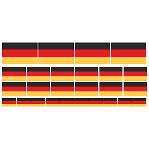 Indigos UG Germany - Deutschland Aufkleber Fahne - glatt - Miniflaggen Set of 26-4x 51x31mm+ 12x 33x20mm + 10x 20x12mm selbstklebende Folie Mini Sticker Minifahnen Flagge für Auto Laptop Modellbau von INDIGOS UG