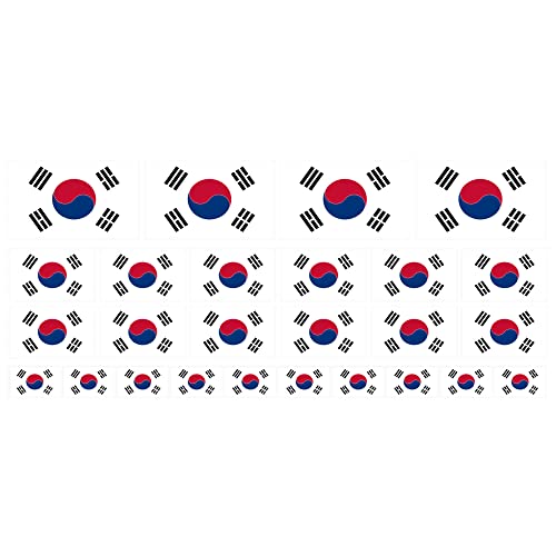 Mini Aufkleber Set - Pack glatt - 4x 51x31mm+ 12x 33x20mm + 10x 20x12mm - Südkorea - Flagge - Banner - Standarte fürs Auto, Büro, zu Hause und die Schule - Set of 26 von INDIGOS UG
