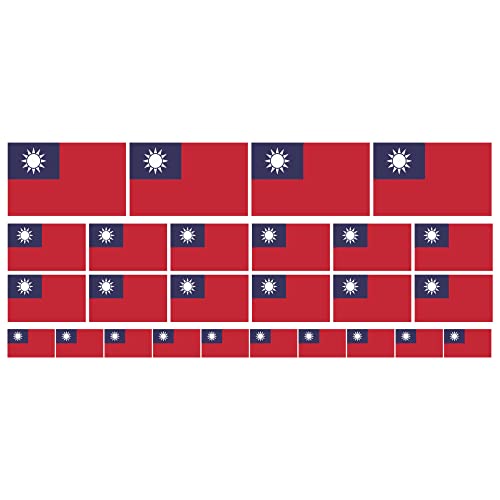 Mini Aufkleber Set - Pack glatt - 4x 51x31mm+ 12x 33x20mm + 10x 20x12mm - Taiwan - Flagge - Banner - Standarte fürs Auto, Büro, zu Hause und die Schule - Set of 26 von INDIGOS UG