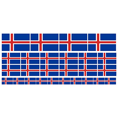 Indigos UG Island - Set of 26 - Aufkleber Fahne - glatt - Miniflaggen - Set of 26-4x 51x31mm+ 12x 33x20mm + 10x 20x12mm selbstklebende Folie Mini Sticker Minifahnen Flagge für Auto Laptop Modellbau von INDIGOS UG