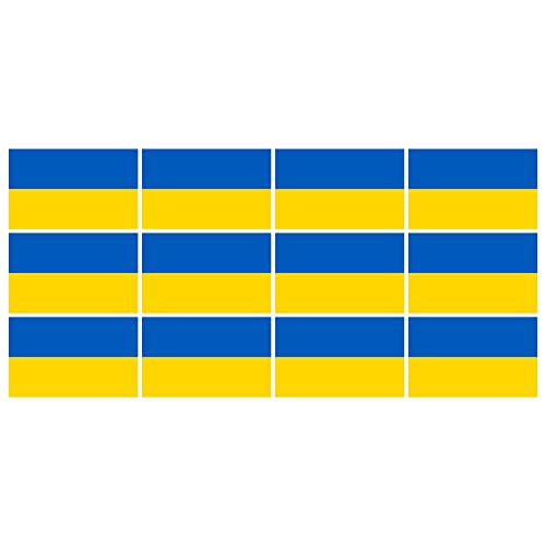 Mini Aufkleber Set - Pack glatt - 50x31mm - selbstklebender Sticker - Ukraine - Flagge - Banner - Standarte fürs Auto, Büro, zu Hause und die Schule - 12 Stück von INDIGOS UG