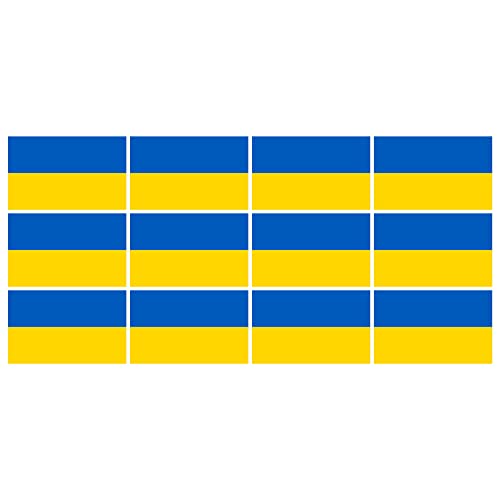 Indigos UG Ukraine Aufkleber Fahne - glatt - Miniflaggen - 12 Stück - 50x31mm - selbstklebende Folie - Mini Sticker - Minifahnen - Flagge für Auto, Laptop, Modellbau von INDIGOS UG