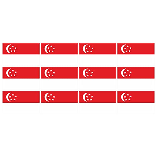 Mini Aufkleber Set - Pack glatt - 50x31mm - selbstklebender Sticker - Singapur - Flagge - Banner - Standarte fürs Auto, Büro, zu Hause und die Schule - 12 Stück von INDIGOS UG