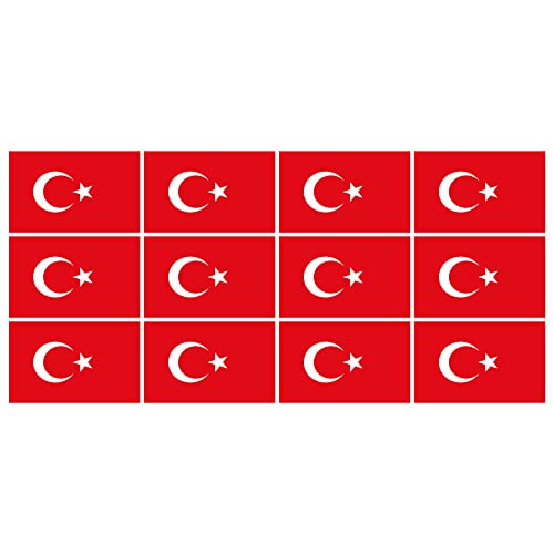 Indigos UG Türkei Aufkleber Fahne - glatt - Miniflaggen - 12 Stück - 50x31mm - selbstklebende Folie - Mini Sticker - Minifahnen - Flagge für Auto, Laptop, Modellbau Indigos UG Türkei Aufkleber Fahne - glatt - Miniflaggen - 12 Stück - 50x31mm - selbstklebende Folie - Mini Sticker - Minifahnen - Flagge für Auto, Laptop, Modellbau von INDIGOS UG