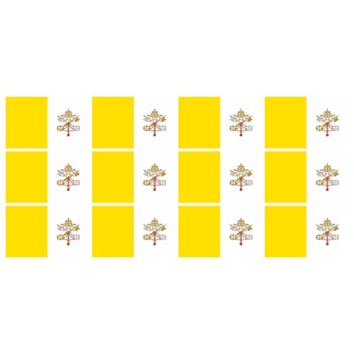 Mini Aufkleber Set - Pack glatt - 50x31mm - selbstklebender Sticker - Vatikan - Flagge - Banner - Standarte fürs Auto, Büro, zu Hause und die Schule - 12 Stück von INDIGOS UG