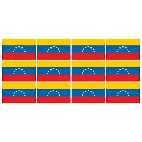 Mini Aufkleber Set - Pack glatt - 50x31mm - selbstklebender Sticker - Venezuela - Flagge - Banner - Standarte fürs Auto, Büro, zu Hause und die Schule - 12 Stück von INDIGOS UG