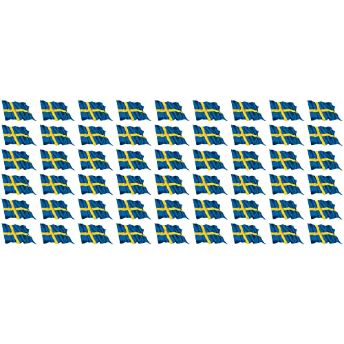 Mini Aufkleber Set - Pack wehend - 20x12mm - selbstklebender Sticker - Schweden - Flagge - Banner - Standarte fürs Auto, Büro, zu Hause und die Schule - 54 Stück von INDIGOS UG