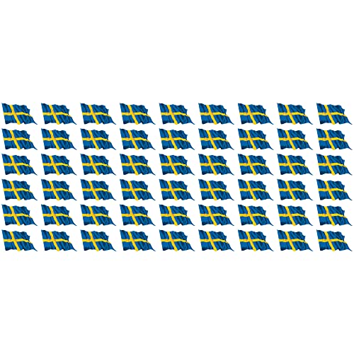 Indigos UG Schweden Aufkleber Fahne - wehend - Miniflaggen - 54 Stück - 20x12mm - selbstklebende Folie - Mini Sticker - Minifahnen - Flagge für Auto, Laptop, Modellbau von INDIGOS UG