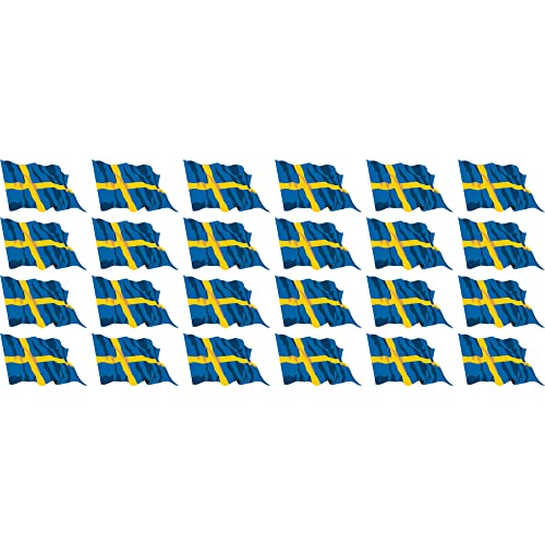 Mini Aufkleber Set - Pack wehend - 33x20mm - selbstklebender Sticker - Schweden - Flagge - Banner - Standarte fürs Auto, Büro, zu Hause und die Schule - 24 Stück von INDIGOS UG
