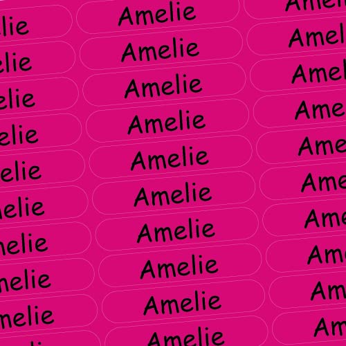 Namensaufkleber - Amelie - pink - 150 Stück - 36x7 mm mit dem Namen Ihrer Tochter - Mädchen - für Schule, Kindergarten, Hefte, Bücher - Stifte, Federmappe, Lineale - personalisiert Namensaufkleber - Amelie - pink - 150 Stück - 36x7 mm mit dem Namen Ihrer Tochter - Mädchen - für Schule, Kindergarten, Hefte, Bücher - Stifte, Federmappe, Lineale - personalisiert von INDIGOS UG