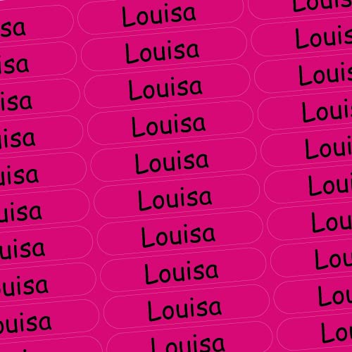 Namensaufkleber - Louisa - pink - 150 Stück - 36x7 mm mit dem Namen Ihrer Tochter - Mädchen - für Schule, Kindergarten, Hefte, Bücher - Stifte, Federmappe, Lineale - personalisiert von INDIGOS UG