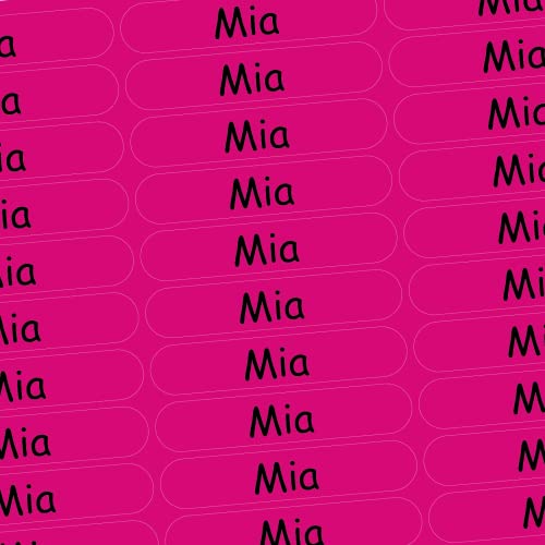 Namensaufkleber - Mia - pink - 150 Stück - 36x7 mm mit dem Namen Ihrer Tochter - Mädchen - für Schule, Kindergarten, Hefte, Bücher - Stifte, Federmappe, Lineale - personalisiert von INDIGOS UG