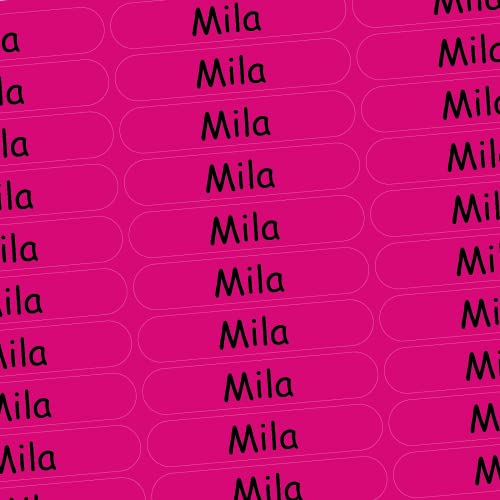 Namensaufkleber - Mila - pink - 150 Stück - 36x7 mm mit dem Namen Ihrer Tochter - Mädchen - für Schule, Kindergarten, Hefte, Bücher - Stifte, Federmappe, Lineale - personalisiert von INDIGOS UG