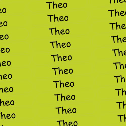 Namensaufkleber - Theo - grün - 150 Stück - 36x7 mm - Namen - Sohn - Jungen - für Schule, Kindergarten, Hefte, Bücher - Stifte, Federmappe, Lineale - personalisiert von INDIGOS UG