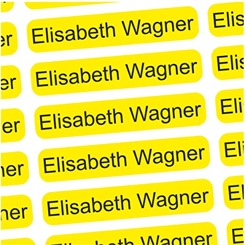 Namensaufkleber selbst gestalten Altenheim, Pflegeheim & Krankenhaus - 36x7 mm - 150 Stück personalisierte Namensetiketten für Eigentum, Bücher, Möbel, Hausschuhe, Brillenetui, Gehstock - gelb von INDIGOS UG