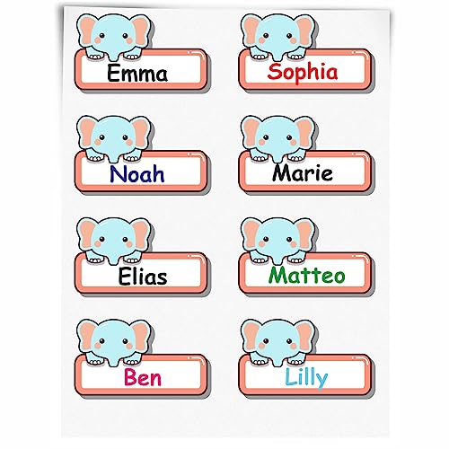 INDIGOS UG - Namensaufkleber Kinde Schule - 48 Sticker - Elefant - ca. 50x30mm - Niedliche Tierbabys - Cartoon Aufkleber - individuell personalisiert - Kindergarten Stifte, Federmappe, Lineale INDIGOS UG - Namensaufkleber Kinde Schule - 48 Sticker - Elefant - ca. 50x30mm - Niedliche Tierbabys - Cartoon Aufkleber - individuell personalisiert - Kindergarten Stifte, Federmappe, Lineale von INDIGOS