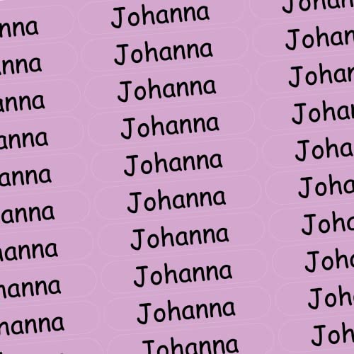 Namensaufkleber - Johanna - rosa - 150 Stück - 36x7 mm mit dem Namen Ihrer Tochter - Mädchen - für Schule, Kindergarten, Hefte, Bücher - Stifte, Federmappe, Lineale - personalisiert von INDIGOS