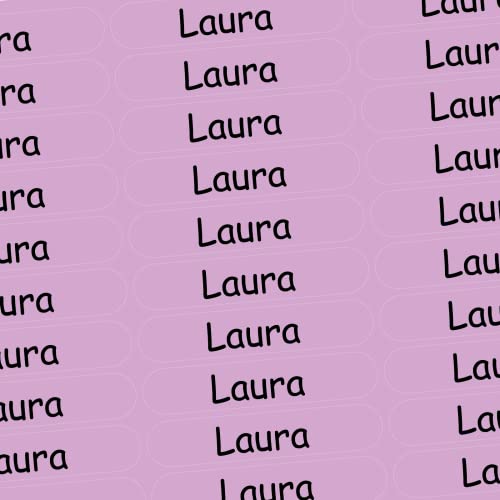 Namensaufkleber - Laura - rosa - 150 Stück - 36x7 mm mit dem Namen Ihrer Tochter - Mädchen - für Schule, Kindergarten, Hefte, Bücher - Stifte, Federmappe, Lineale - personalisiert von INDIGOS