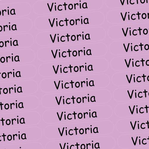 Namensaufkleber - Victoria - rosa - 150 Stück - 36x7 mm mit dem Namen Ihrer Tochter - Mädchen - für Schule, Kindergarten, Hefte, Bücher - Stifte, Federmappe, Lineale - personalisiert von INDIGOS