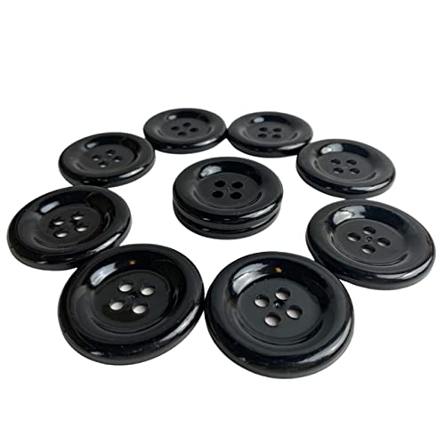 Großer runder Knopf (50 mm) 10 Stück zum Nähen von Kleidung, Kleidung, Hosen, Rock, Hut, Zubehör, Scrapbooking, DIY, Handwerk, Schwarz von INDY DIY CRAFT