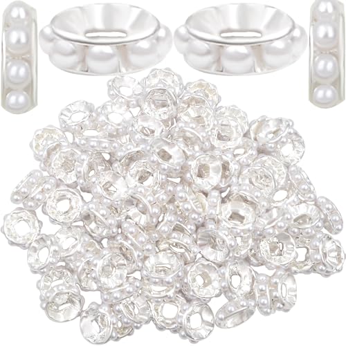 100 Stück Perlen Rondelle Abstandshalter Perlen 10 mm Silber Messing Imitation Perlen Rund Großes Loch Lose Perlen Bastelzubehör für DIY Armband Halskette Ohrringe Schmuckherstellung 100 Stück Perlen Rondelle Abstandshalter Perlen 10 mm Silber Messing Imitation Perlen Rund Großes Loch Lose Perlen Bastelzubehör für DIY Armband Halskette Ohrringe Schmuckherstellung von INEFYLOVS925
