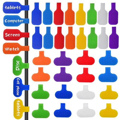 Kabel-Etiketten, mehrfarbig, Nylon-Kabel-Identifikationsetiketten, beschriftbar, für Elektronik, Büro, Computer, Kabelmanagement und Identifizierung, 2 Stile, 32 Stück von INEFYLOVS925