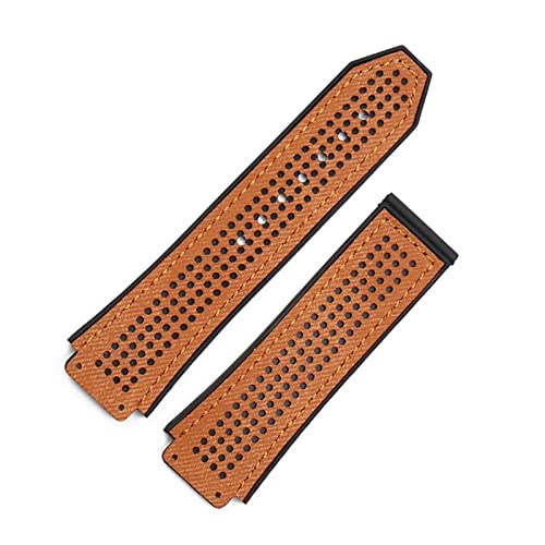 INEOUT Gummianhänger Herrenuhr Zubehör geeignet for Hublot. Lederband Schnalle wasserdicht Atmungsaktives Armbanduhrband 25mmx19mm(Orange) von INEOUT