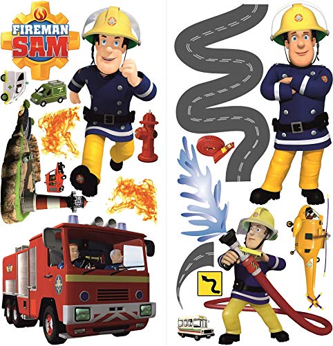 Feuerwehrmann Sam Wandsticker für Kinderzimmer,fireman sam wandtattoo,Feuerwehrmann Sam wandtattoos 70 x 35 cm, 2 Bögen Feuerwehrmann Sam Wandsticker für Kinderzimmer,fireman sam wandtattoo,Feuerwehrmann Sam wandtattoos 70 x 35 cm, 2 Bögen von INFANS