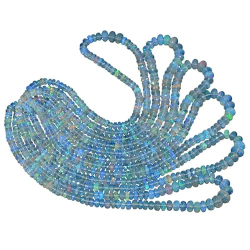 AAA+ Äthiopischer Opal, Multi Fire, 5–7 mm, facettierte Rondellperlen | 40,6 cm Strang | Natürlicher äthiopischer Welo-Opal, Edelstein, große Perlen von INFINITY GEMS