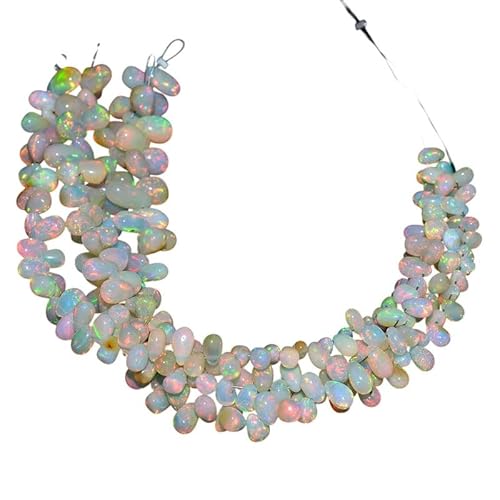 AAA+ Äthiopischer Opal, glatte Briolette-Perlen in Tropfenform – 3x4mm bis 4x6mm, natürlicher Welo-Feueropal, lose Tropfen – 8" Strang zur Schmuckherstellung AAA+ Äthiopischer Opal, glatte Briolette-Perlen in Tropfenform – 3x4mm bis 4x6mm, natürlicher Welo-Feueropal, lose Tropfen – 8" Strang zur Schmuckherstellung von INFINITY GEMS