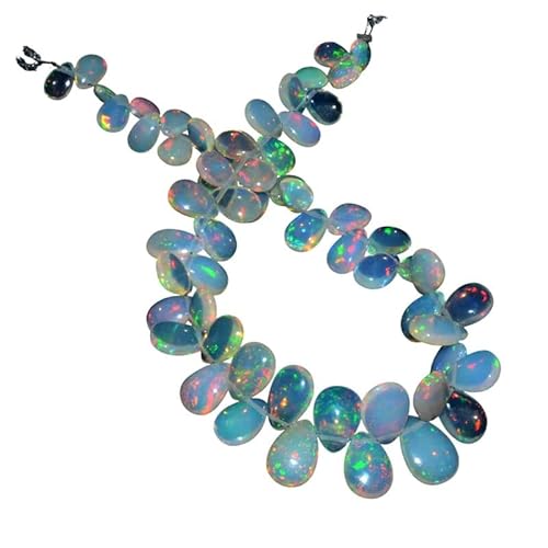 AAA+ Äthiopischer Opal Feuer Edelstein 4x6mm-6x8mm Glatte Birnen-Briolette-Perlen | Natürlicher äthiopischer Welo-Opal Lose Perlen für Schmuck | 8" Strang von INFINITY GEMS