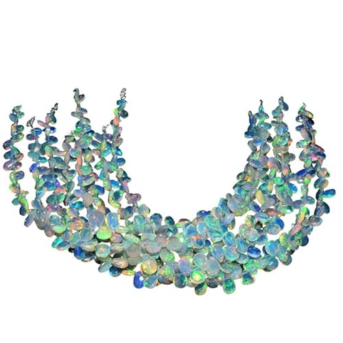 AAA+ Äthiopischer Welo-Opal, Feuer, 5–7 mm, birnenförmig facettierte Briolette-Perlen | Natürliche äthiopische Welo-Opal-Edelstein-Briolette-Perlen | 8-Zoll-Strang von INFINITY GEMS
