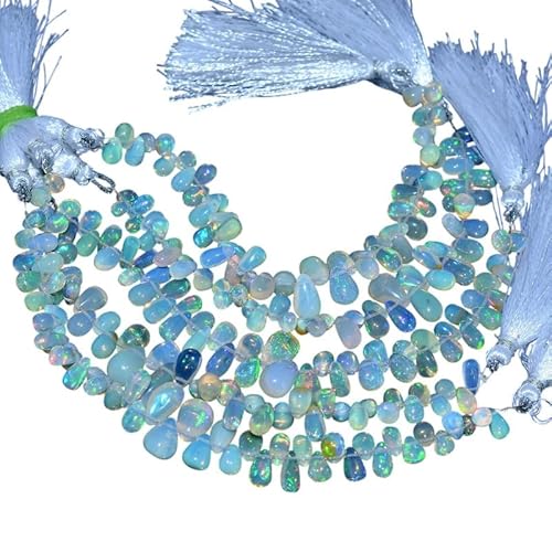 AAA+ Äthiopischer Welo-Opal, Feuer, 6–10 mm, glatte Briolette-Perlen in Tropfenform | Natürlicher äthiopischer Feueropal, Edelstein, lose Tropfen für Schmuck, 10,2 cm Strang AAA+ Äthiopischer Welo-Opal, Feuer, 6–10 mm, glatte Briolette-Perlen in Tropfenform | Natürlicher äthiopischer Feueropal, Edelstein, lose Tropfen für Schmuck, 10,2 cm Strang von INFINITY GEMS