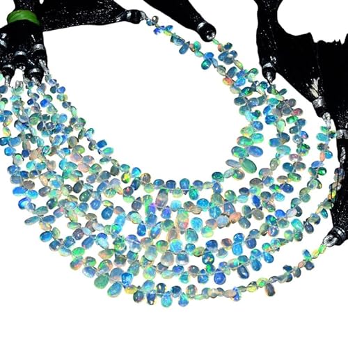 AAA+ Äthiopischer Welo-Opal, Feuer, 6–8 mm, birnenförmig facettierte Briolette-Perlen | Natürliche äthiopische Welo-Opal-Edelstein-Briolette-Perlen | 8-Zoll-Strang von INFINITY GEMS