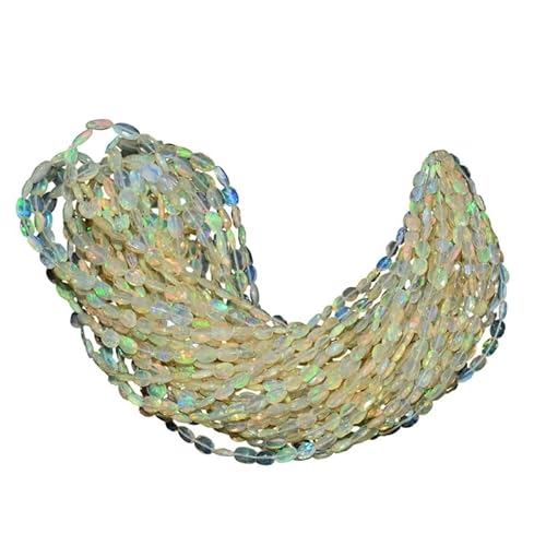 AAA+ Äthiopischer Welo-Opal, Feuer, 6–8 mm, facettierte ovale Perlen – Natürlicher Edelstein – 8 Zoll loser äthiopischer Opalstrang zur Schmuckherstellung von INFINITY GEMS