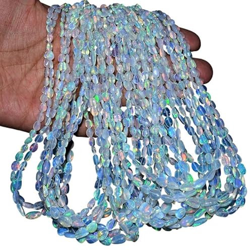 AAA+ Äthiopischer Welo-Opal, Feuer-Edelstein, glatt, 4 x 5 mm – 7 x 9 mm, Nugget-Perlen | Natürlicher äthiopischer Opal, Edelstein, getrommelt, ausgefallene Perlen | 16" Strang von INFINITY GEMS