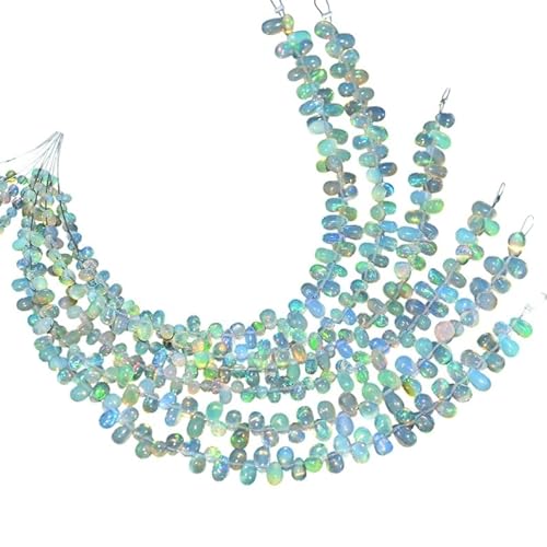 AAA+ Äthiopischer Welo-Opal, Feueropal, 3 x 4 mm – 4 x 6 mm, glatte Briolette-Perlen in Tropfenform | Natürlicher äthiopischer Feueropal, Edelstein, lose Tropfen für Schmuck, 20,3 cm Strang AAA+ Äthiopischer Welo-Opal, Feueropal, 3 x 4 mm – 4 x 6 mm, glatte Briolette-Perlen in Tropfenform | Natürlicher äthiopischer Feueropal, Edelstein, lose Tropfen für Schmuck, 20,3 cm Strang von INFINITY GEMS